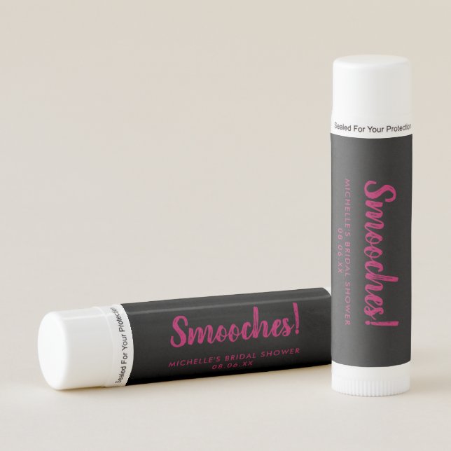 Personalized Smooches Kisses Bridal Shower Favor Lip Balm (Front)