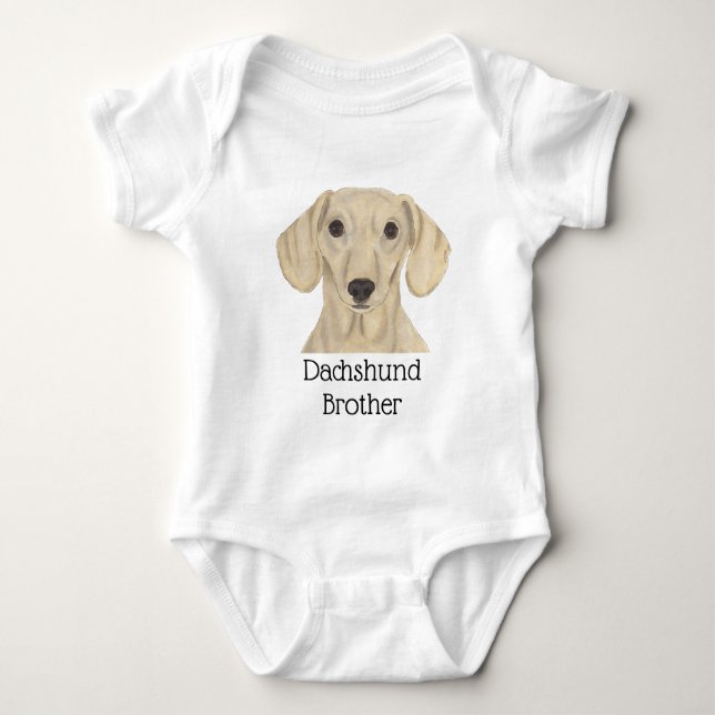 Personalized Smooth Cream Dachshund Dog Baby Bodysuit (Front)