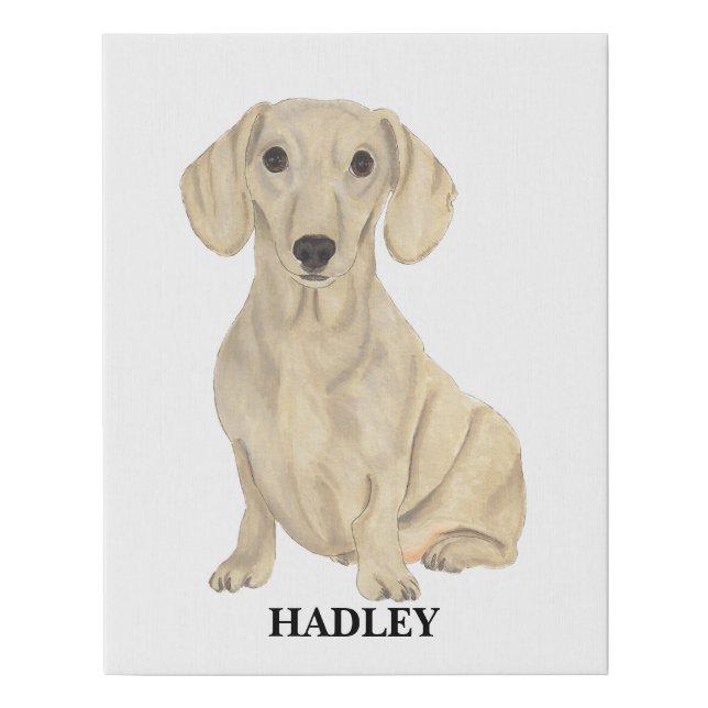 Personalized Smooth Cream Dachshund Faux Canvas Print (Front)