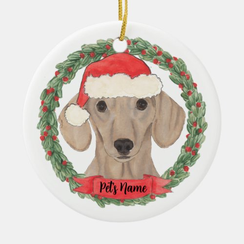 Personalized Smooth Red Dachshund Ceramic Ornament