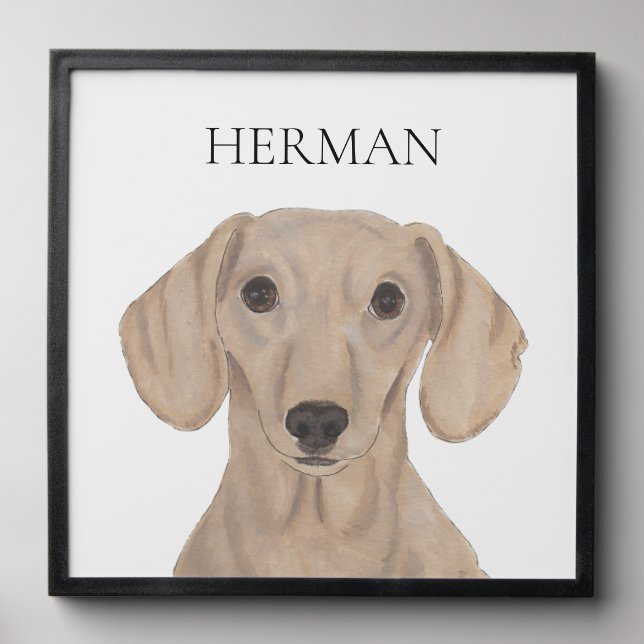 Personalized Smooth Red Dachshund Portrait  Peel And Stick Photo Tile (Front Set)