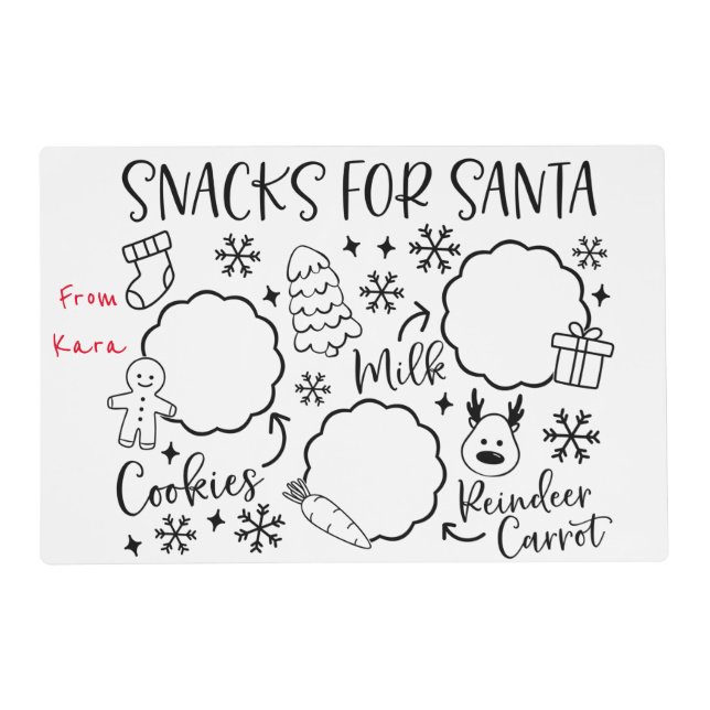 Personalized Snacks for Santa Placemat (Front)