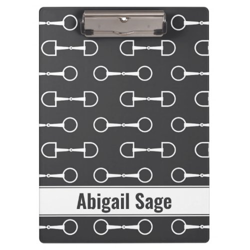 Personalized Snaffle Bits Grey and White Horse Clipboard