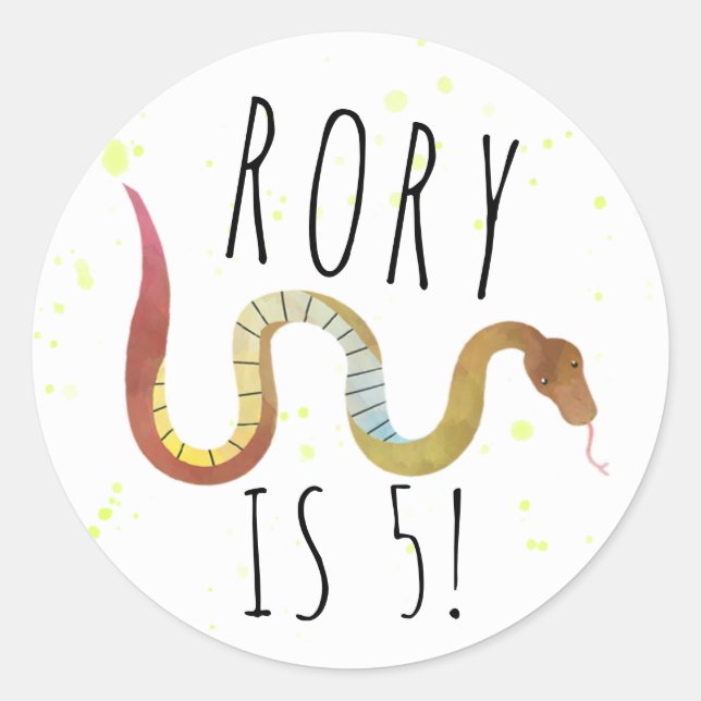 Personalized Snake Birthday Party Stickers (Front)