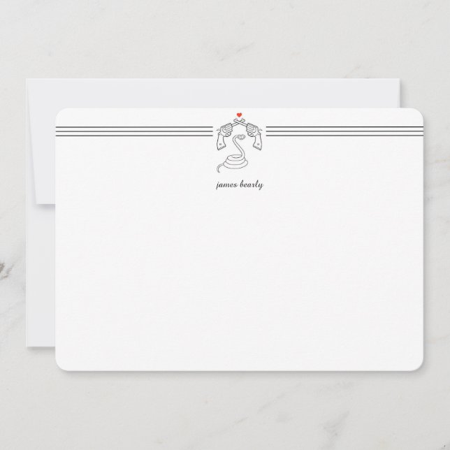 Personalized Snakes N' Guns Stationary Flat Card (Front)