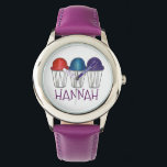 Personalized Snocone Italian Shaved Ice Snow Cone Watch<br><div class="desc">Features an original marker illustration of a row of cherry, blue raspberry, and grape Italian ices. Simply personalize with your name!
This design is also available on other products. Don't see what you're looking for? Need help with customization? Contact Rebecca to have something designed just for you.</div>