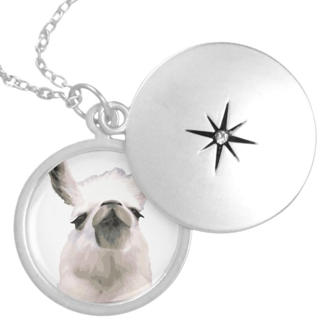 Personalized Snooty Snobby Llama Silver Plated Necklace (Front)