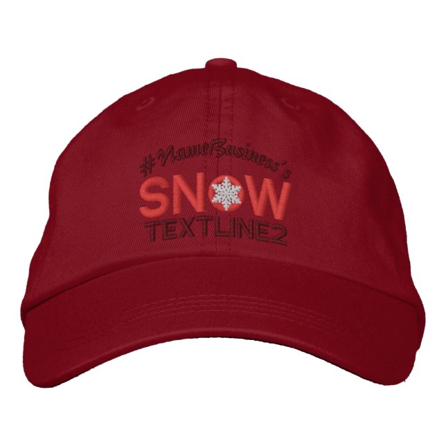 Personalized Snow Embroidered Lovers Red Baseball Cap (Front)