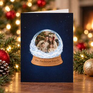 Personalized Snow Globe Family Photo Christmas Holiday Card