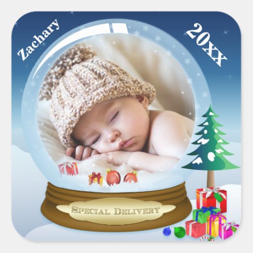 Personalized Snow Globe Photo Christmas Sticker