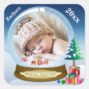 Personalized Snow Globe Photo Christmas Sticker