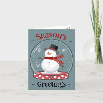 Personalized Snow Globe Snowman Holiday Card by BaileysByDesign at Zazzle