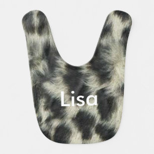 Personalized Snow Leopard Baby Bib