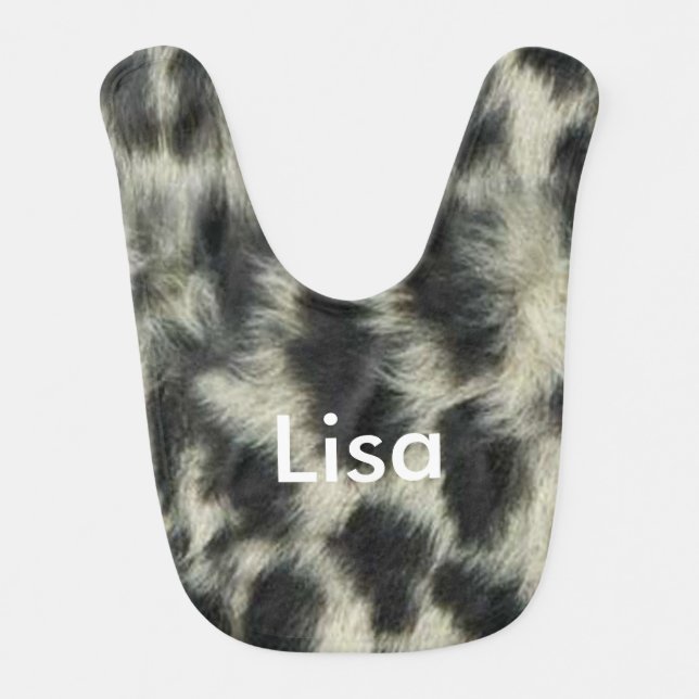 Personalized Snow Leopard Baby Bib (Front)