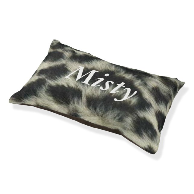Personalized Snow Leopard Dog Bed (Angled)
