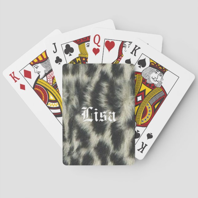Personalized Snow Leopard Playing Cards (Back)