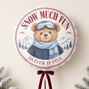 Personalized Snow Much Fun Ski Teddy Bear Balloon