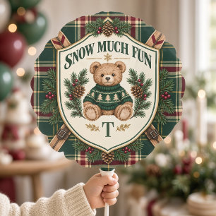 Personalized Snow Much Fun Teddy Bear Tartan Balloon
