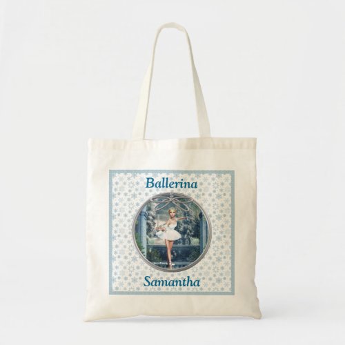 Personalized Snow Princess Ballerina Tote Bag