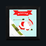 Personalized Snow Skiing Christmas Gift Box<br><div class="desc">Skiing themed Christmas gift box holiday keepsake gift for downhill skier. To personalize edit text to add name.</div>