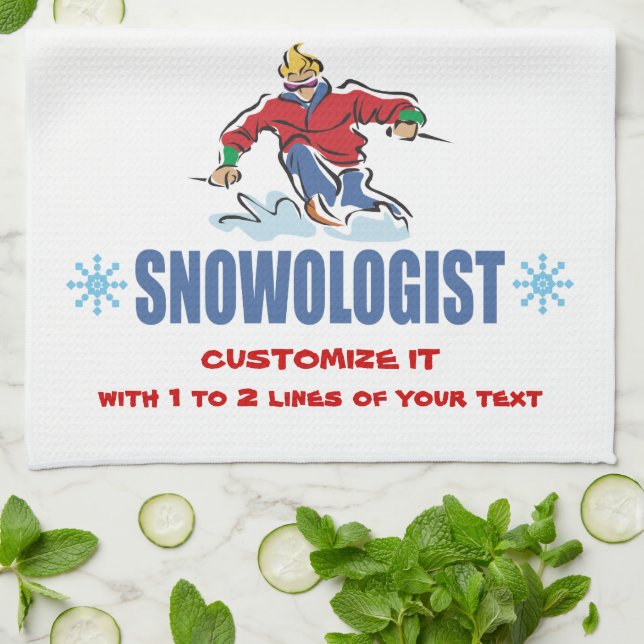 Personalized Snow Skiing Kitchen Towel (Folded)