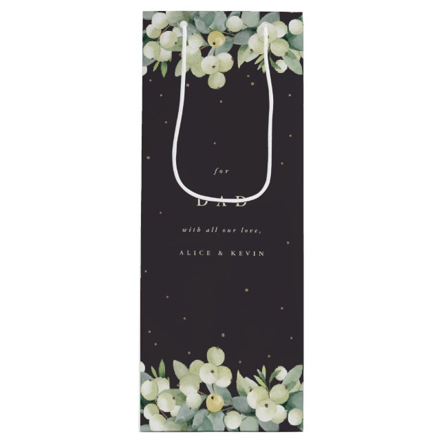 Personalized Snowberry+Eucalyptus Christmas Wine Gift Bag (Front)