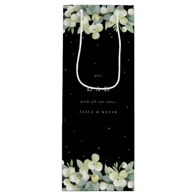 Personalized Snowberry+Eucalyptus Christmas Wine Gift Bag (Front)