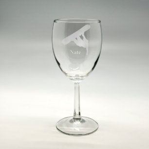 Personalized "Snowboarder" Sand Etched Wine Glass