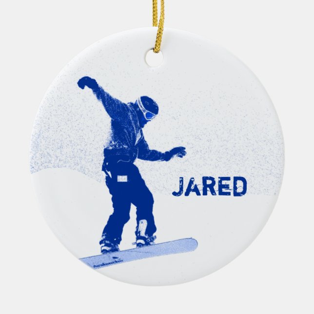 Personalized Snowboarding Christmas Ornament (Front)