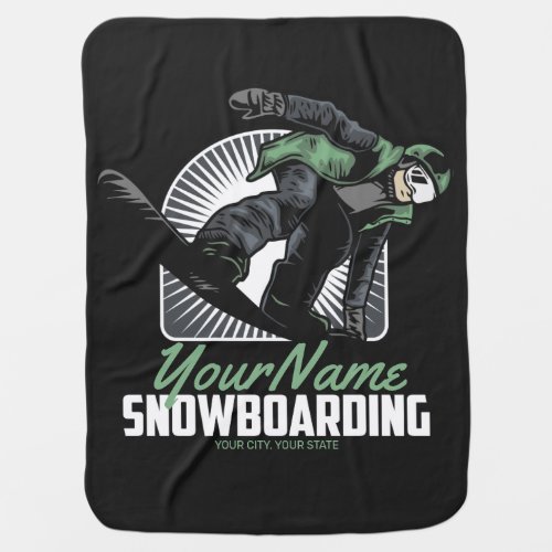 Personalized Snowboarding Snow Boarder Shredding   Baby Blanket