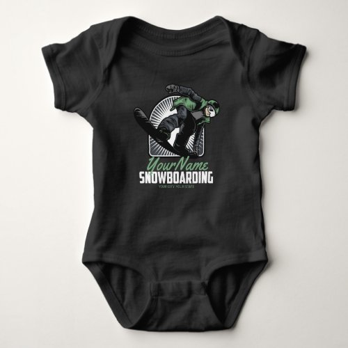 Personalized Snowboarding Snow Boarder Shredding  Baby Bodysuit