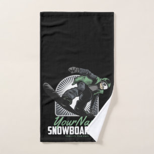 Personalized Snowboarding Snow Boarder Shredding Bath Towel Set