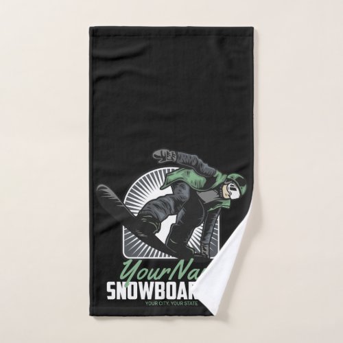 Personalized Snowboarding Snow Boarder Shredding   Bath Towel Set