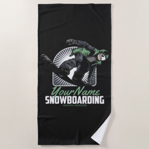 Personalized Snowboarding Snow Boarder Shredding Beach Towel