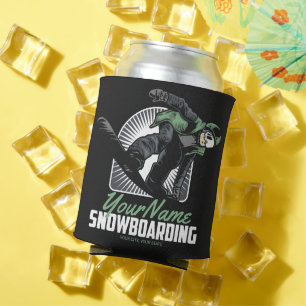 Personalized Snowboarding Snow Boarder Shredding   Can Cooler