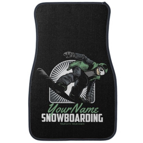 Personalized Snowboarding Snow Boarder Shredding   Car Floor Mat