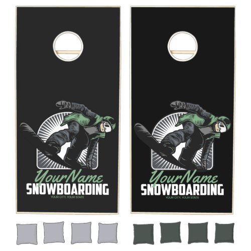 Personalized Snowboarding Snow Boarder Shredding Cornhole Set