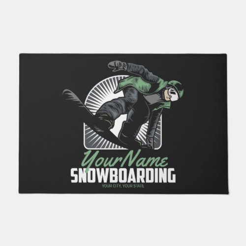Personalized Snowboarding Snow Boarder Shredding Doormat