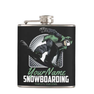 Personalized Snowboarding Snow Boarder Shredding Flask