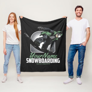 Personalized Snowboarding Snow Boarder Shredding Fleece Blanket