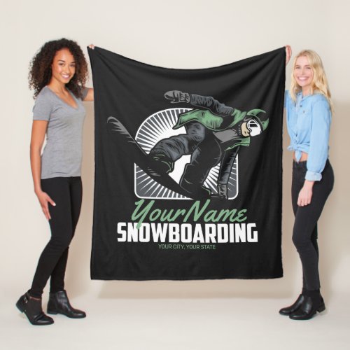 Personalized Snowboarding Snow Boarder Shredding Fleece Blanket