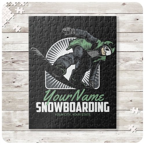 Personalized Snowboarding Snow Boarder Shredding   Jigsaw Puzzle