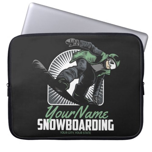 Personalized Snowboarding Snow Boarder Shredding   Laptop Sleeve