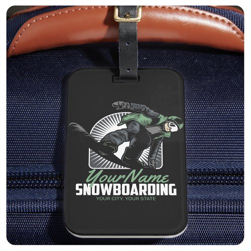 Personalized Snowboarding Snow Boarder Shredding  Luggage Tag