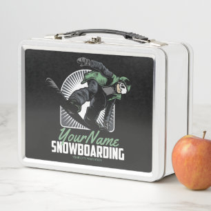 Personalized Snowboarding Snow Boarder Shredding  Metal Lunch Box