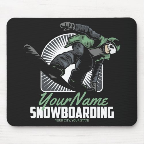 Personalized Snowboarding Snow Boarder Shredding  Mouse Pad