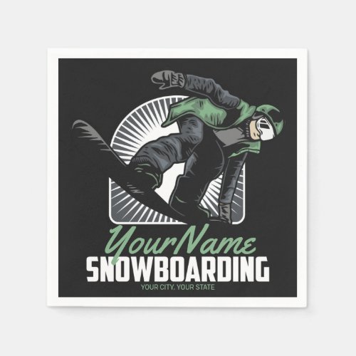 Personalized Snowboarding Snow Boarder Shredding Napkins