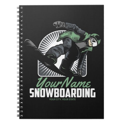 Personalized Snowboarding Snow Boarder Shredding  Notebook