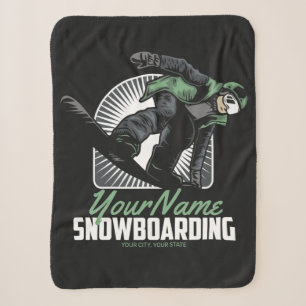 Personalized Snowboarding Snow Boarder Shredding Sherpa Blanket