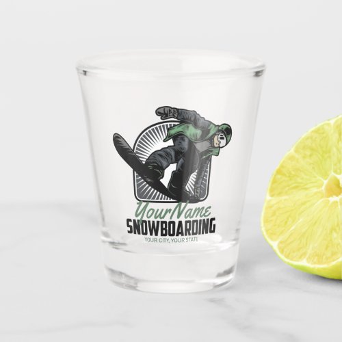 Personalized Snowboarding Snow Boarder Shredding  Shot Glass